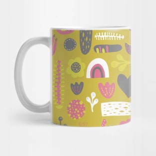 Scandinavian cute abstract shapes, flowers, hearts Mug